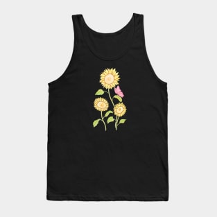 Watercolor sunflower and butterfly Tank Top
